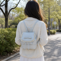 Casual Solid Color PU Leather Backpack for Women, Fashionable Korean Style School Bag