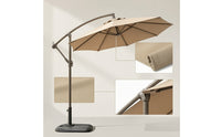 Offset Patio Umbrella with Weighted Base Heavy Duty Cantilever Patio Umbrella with Rolling Stand Waterproof for Homeowners, Backyard, Poolside, Garden
