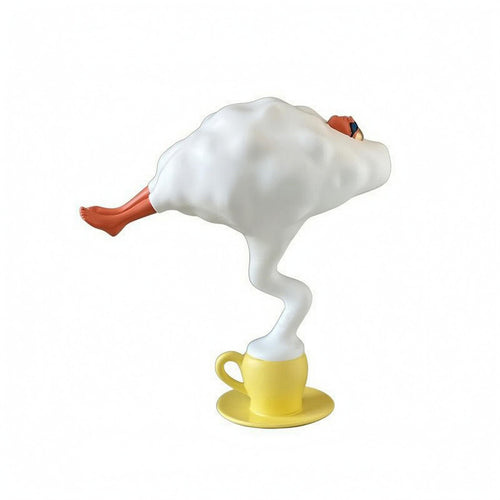 Coffee Cup Figurine Playful Beach Figure Figurine Composite Material