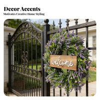 Lavender Flower Wreath Indoor Outdoor Artificial Wreath Lifelike Appearance for Fireplace Mantel