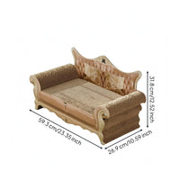 Raised Backrest Sofa Cat Scratcher Curved Armrests Cardboard Cat Couch Upholstered Style Pet Furniture Vintage Look