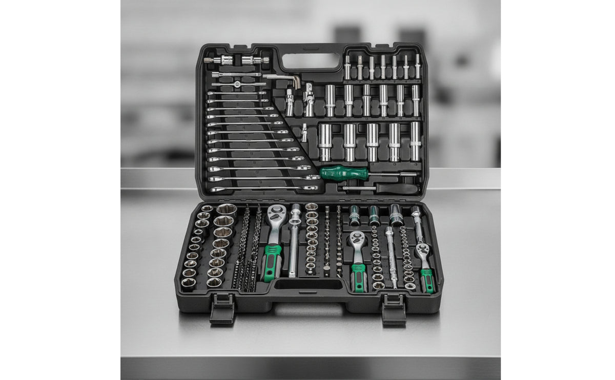 Mechanics Tool Set 216-Piece Automotive Tool Kit Hardened Alloy Steel Steel Socket Set with Case for Home Mechanics, Garage, Workshop