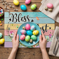 Easter Placemat Heat Insulating Easter Bunny Placemat Wear-Resistant Bunny Table Mat for Parents, Family Gatherings, Kitchen, Restaurants