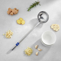Stainless Steel Ladle Anti-Scalding Wok Spoon Mirror Polished Long Handle Ladle for Restaurants