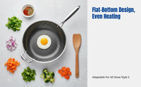 Stainless Steel Wok, 304 Nonstick Frying Pan, Hexagonal Surface, No Coating, Scuff Resistant, Flat Bottom, Chef Kitchen