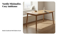 5 Pieces Natural Wood Dining Furniture Rectangular Dining Table and Chairs Solid Wood Dining Set Table and Chair Set Smooth Polished Surface Suitable for Family Meals Apartments Living Room