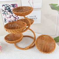Creative Chinese-Style Handcrafted Double-Layer Rattan-Look Fruit Basket