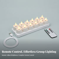 12 Pieces LED Tea Lights with Remote | Warm White, Tea Light Candles with Charging Base, Flickering, for Home Decor