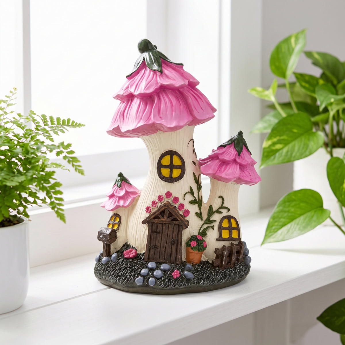 Flower-Roof Miniature House Figurines | Whimsical, for Patio