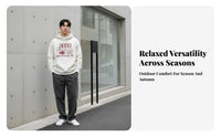 Korean Style Hooded Sweatshirt, Relaxed Long Sleeve Top, Letter Print Unisex Autumn