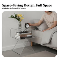 Cross-Legged End Table Transparent Design Nightstand Minimalist Aesthetic