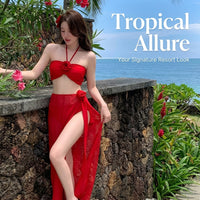 Swimsuit for Girls and Women with Stylish Swimming Costume Design, Three Piece Swim Dress with Padded Bra and Long Skirt for Water Sports