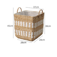 Woven Laundry Hamper Large Capacity Lined Storage Basket Rustic Style Storage Bin for Washroom