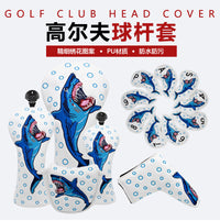 JT Shark Embroidered Golf Head Cover for Utility Hybrid Wood - PU, Black/Green/Orange