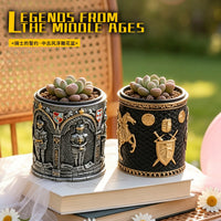 Roman Medieval Knight Relief Flower Pot - Creative Desktop Ornament