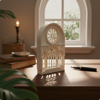 Gothic Window Panel Miniature Cathedral Facade Pointed Arch Rose Window Panel