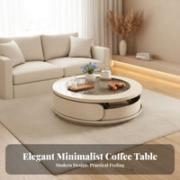 Wavy Pedestal circular table Cream design Aesthetic Household Furniture Space-Saving adaptable Use for Living Room, Lounge Area