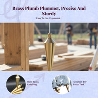 Brass plumb plumb weight, sturdy measuring tool, suitable for construction and woodworking, oxidation-resistant, easy to keep.