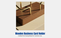 Walnut Business Card Holder, Brass Desktop Organizer, Office Card Stand