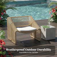 3 Pieces Rope Weave Lounge Set Waterproof Outdoor Furniture All-Weather for Families, Homeowners, Sunroom, rearyard