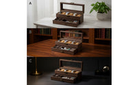 6-Slot Watch Display Case with Glass Lid Tabletop Watch Box with Drawer Clear Jewelry Drawer Organizer Safeguarding for Boutique