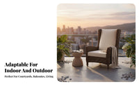 4 Pieces Handwoven features 4-Piece Woven Seating Arrangement Weather-withstandant Outdoor Furniture long-lasting Construction outdoor seating set thickly padded upholstered pads for Guesthouse Owners, Homeowners, Families, Balcony, Garden, rearyard, Porc
