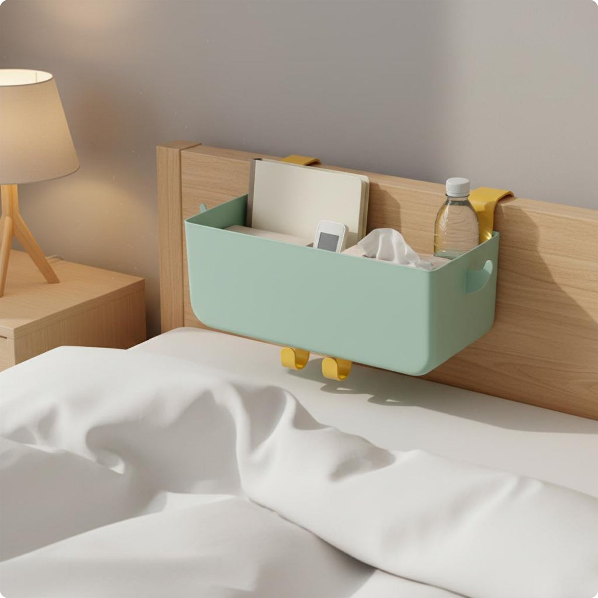 Bedside Hanging Storage Basket Divided Compartments Bed Rail Storage
