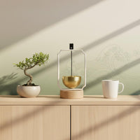 Decorative Wind Chime Small Shelf Accent Wood Base Bell Minimalist Design