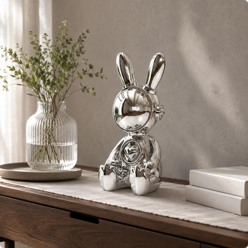 Astronaut Rabbit Figurine Electroplated Space Rabbit Figurine High-Gloss Finish