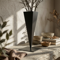 Black Iron Vase Modern Design Triangle Vase Stable Base
