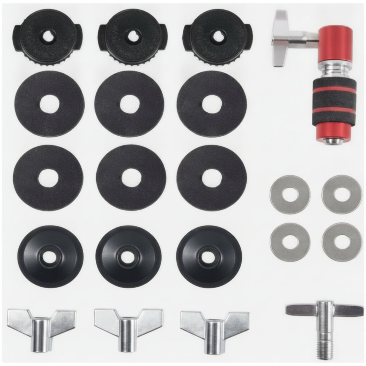 Noise Reduction Cymbal Replacement Parts Set Metal Washers Cymbal Hardware Kit Wing Nuts Drum Accessory Kit Plastic Caps