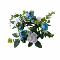 Decorative Candle Holder Centerpiece Plastic Silk Flower Circle Green Foliage