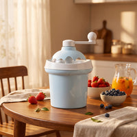 Non-Electric Hand-Crank Ice Cream Maker Homemade Manual Ice Cream Maker Compact Appliance Portable for Hobbyists, Families, Kitchen, Home