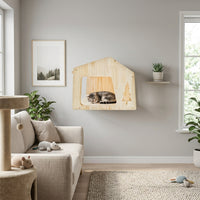 Wall Mounted Cat Shelf with Enclosed House and Hammock, 5-Level Activity Tree