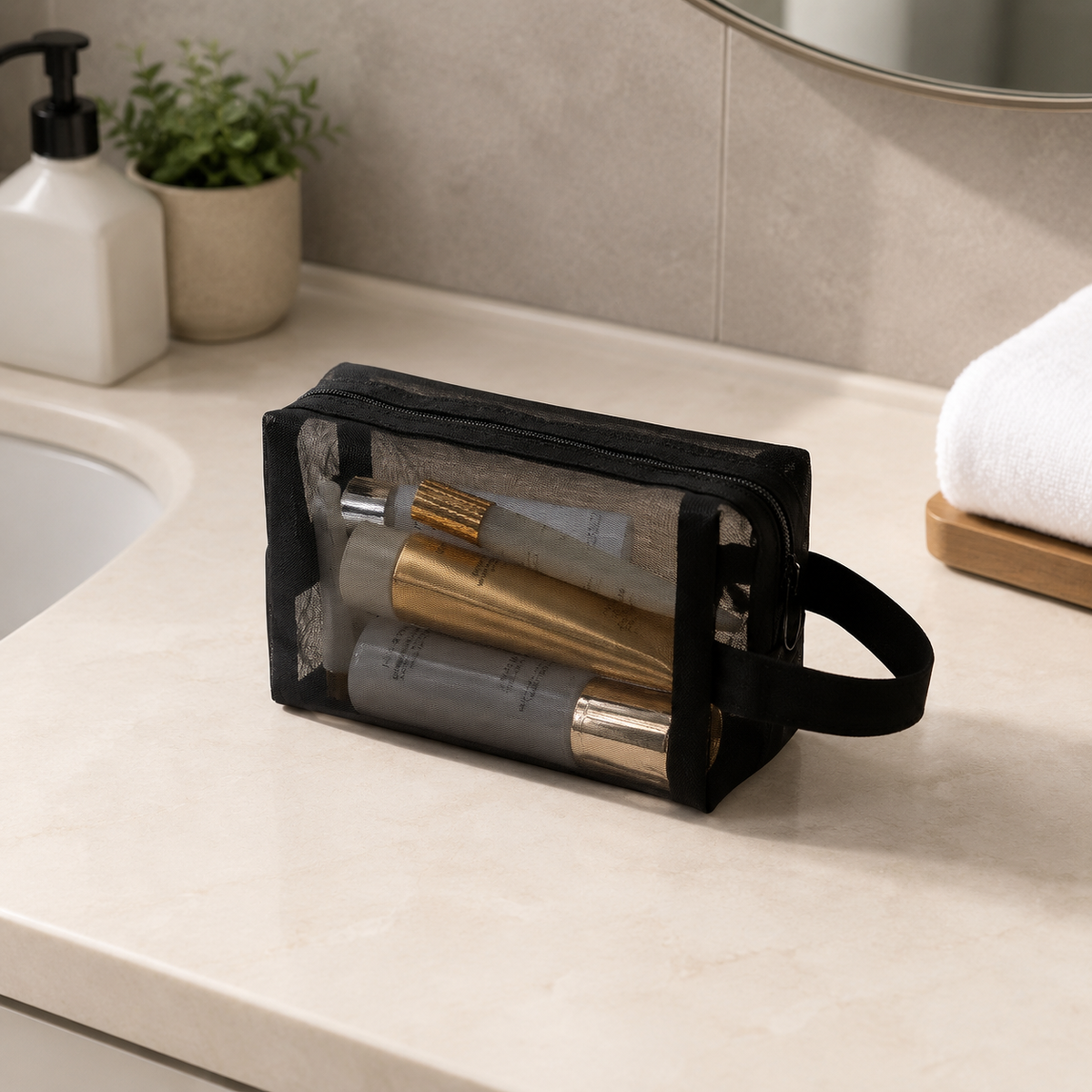 mesh cosmetic bags
