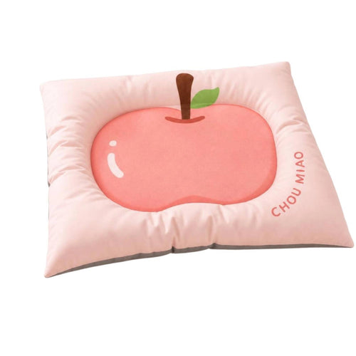 Pet Cushion Pad with Padded Border Easy-Clean Fruit Print Pet Bed Soft for Cats