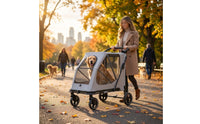 Spacious Pet Stroller with Rain Cover Roomy Pet Stroller with Mesh Panels Breathable Safe for Dogs, Cats, Outdoor Walks, Travel, Park