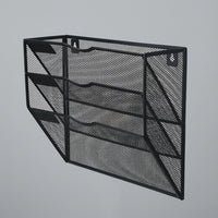 3-Tier Metal Mesh Desk Storage Organizer, Wall Mounted File Holder for Office Home, Vertical Magazine Rack Document for Students