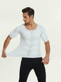 Seamless Muscle Shaping T-Shirt with Removable Muscle Pads for Men