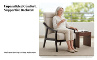 Padded Wood Armchair Comfortable Spine Supportrest Single Sofa Sturdy Construction Thick Paddinging for Homeowners, Balcony