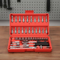 46 Pieces Ratchet Socket Kit Compact Case Ratchet Wrench Kit Easy to Carry Hand Tools for Mechanics