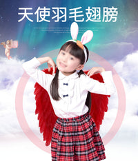 跨境代发天使羽毛翅膀儿童成人表演道具 万圣节派对用品厂家批发