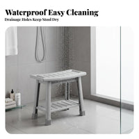 2-Tier Slatted Bath Bench Quick-Draining Design 2-Tier Slatted Bench for Adults