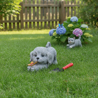 Dog Statue with Butterfly Realistic Dog Figurine Decor Lifelike for Balcony