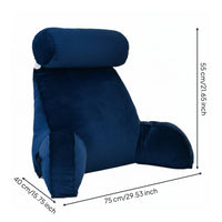 Supportive Armrests Bed Backrest with Arms and Neck Roll Soft Velvet Material Husband Pillow Removable Washable Cover Bedding Accessory Convenient Side Pocket for Gaming