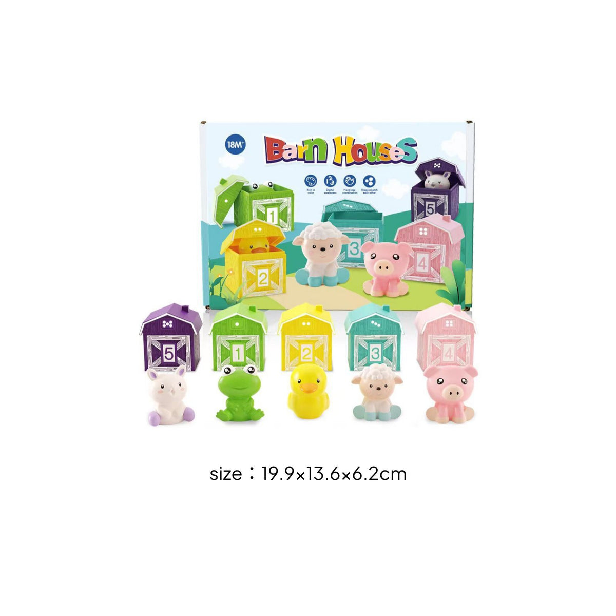20 Pieces Develops Fine Manual Dexterity Skills Numbered Barn Matching Set Promotes Hand-Eye Coordination Farm Creature Barn Toy Materials