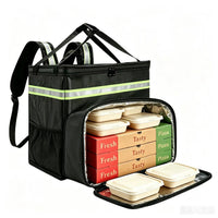 RICH'S HOME Large Capacity Insulated Double Backpack Pizza Delivery Bag with Foldable Design