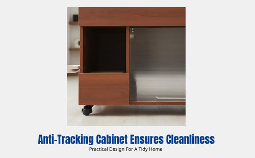Cat Litter Cabinet, Vintage Enclosed Furniture, Large Anti-Tracking Litter Box, Odor Control, PVC