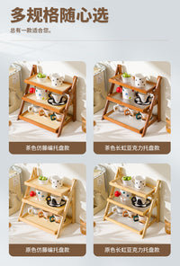 Foldable Bamboo 3-Tier Tabletop Storage Shelf for Coffee Corner and Bar