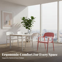 Thickened Construction Molded Stackable Chair Modern Minimalist Design Molded Shell Chair Integrated Armrests Plastic Armchair Ergonomic Backrest for Homeowners, Restaurant Owners, Event Planners, Dining Room, Kitchen, Home Office, Balcony